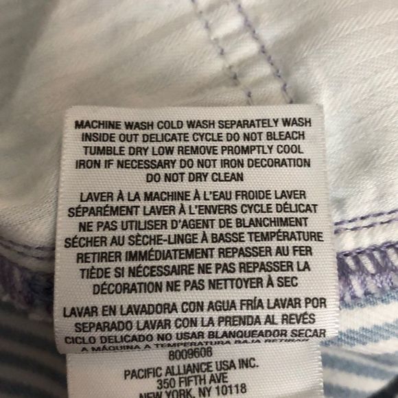 Juicy Couture High Rise White Blue Stripe Girlfriend Jeans with Studded Detail - Picture 12 of 14